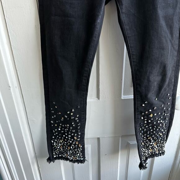 Anthropologie Pilcro Mid-Rise Slim Straight Jeans Jewel Embellished - Picture 8 of 12
